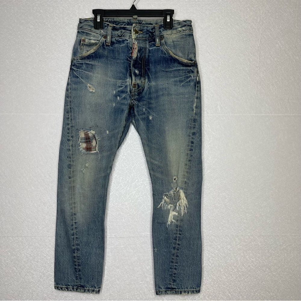 Dsquared Boyfriend Distressed Patch Button Fly Jeans 38